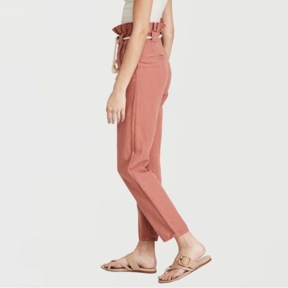 New VERONICA BEARD Karter Belted Linen-Cotton Pants 4 - Picture 3 of 15